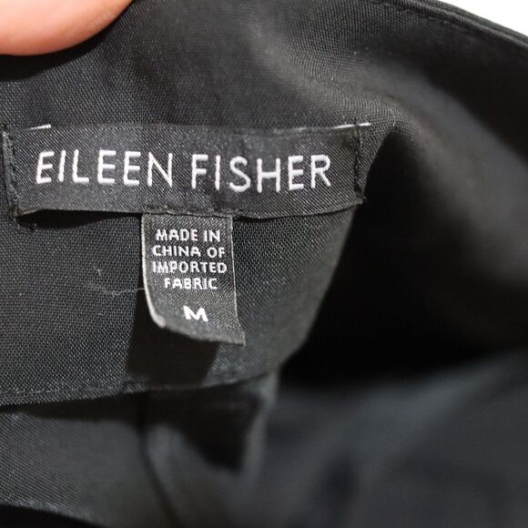 Eileen Fisher Black Flat Front Dress Pants Slacks Corporate Goth Med - Picture 13 of 14